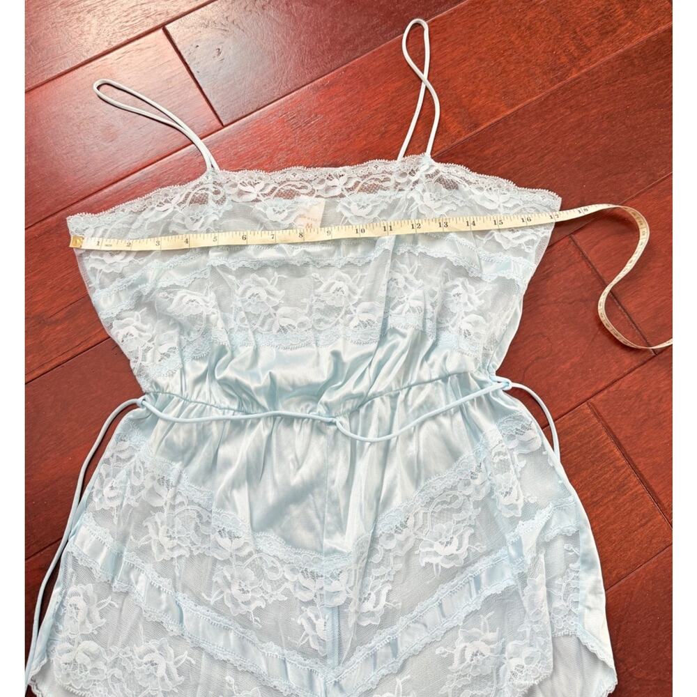 Vintage Light Blue Satin Lace Lingerie Set Medium Texsheen Cinema Etoile - Picture 12 of 16